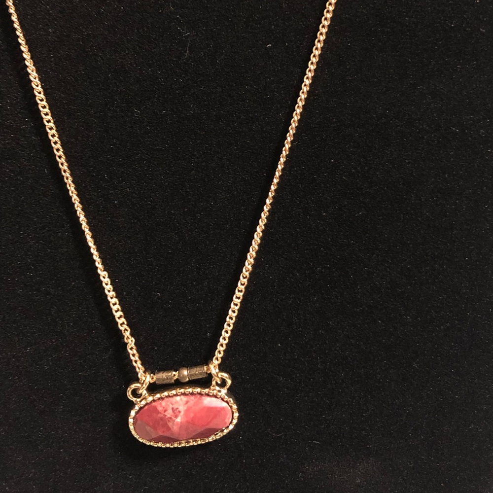 Burgundy pedant with gold chain